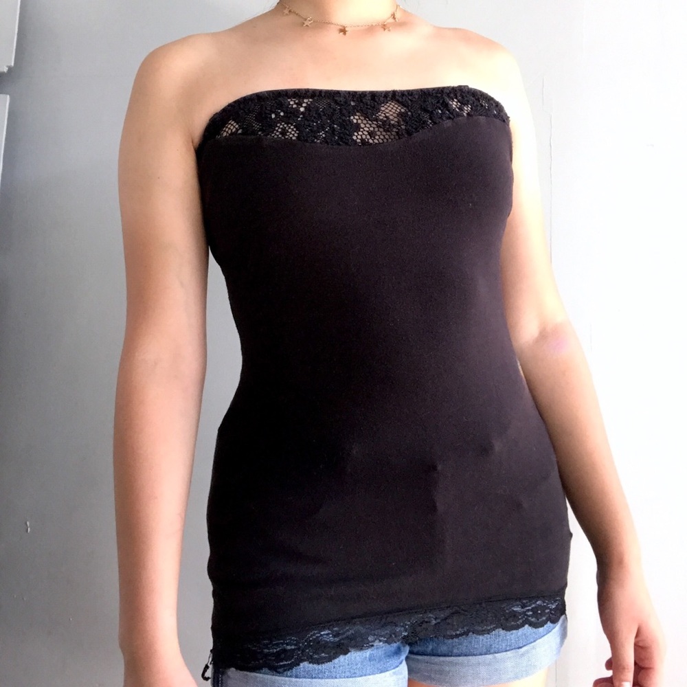 Strapless lace top